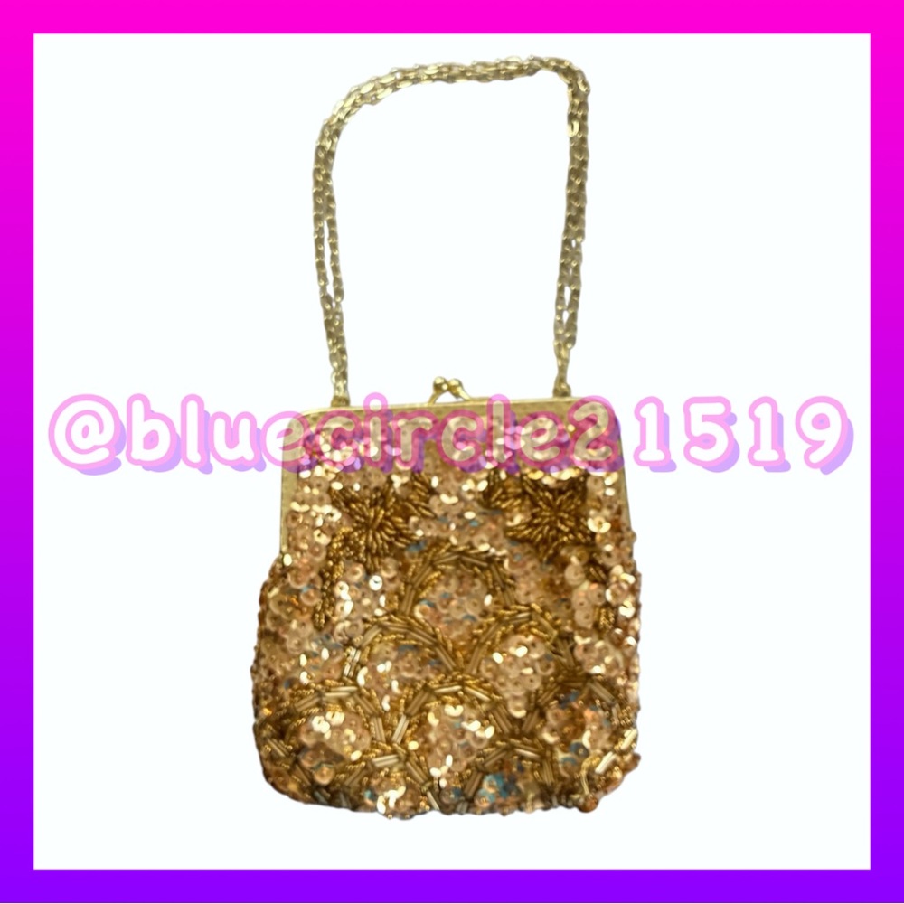 Styled by Bounty Vintage Gold Bead and Sequin Handbag Chain Link Strap